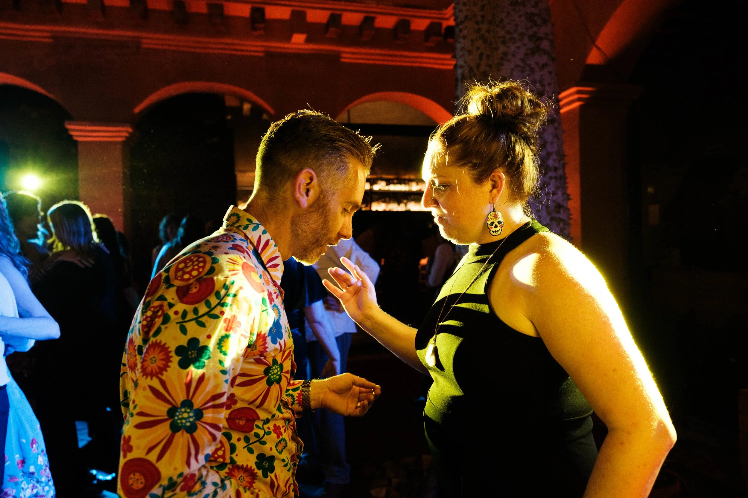 High-energy dance floor moments with guests celebrating at an Asador Bacanora destination wedding.