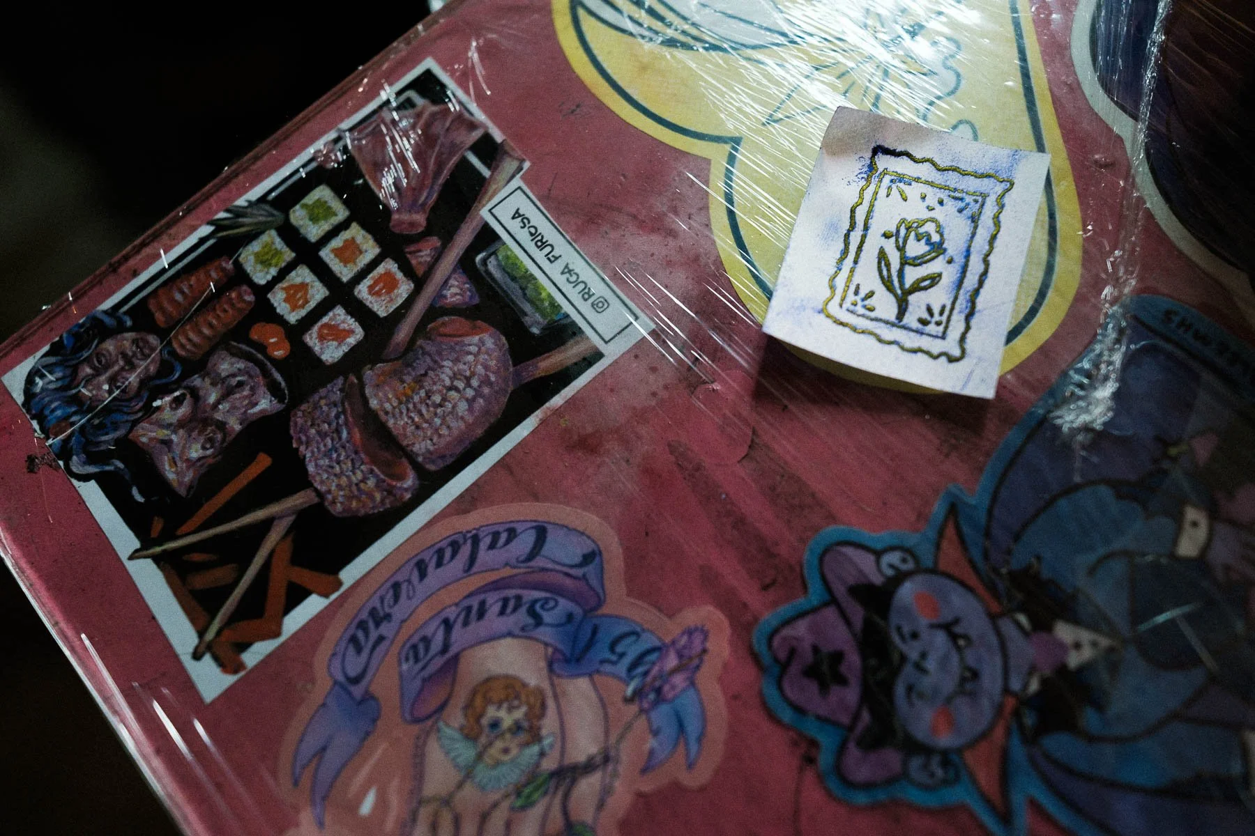 Tattoo stencil paper detail at a wedding in Oaxaca