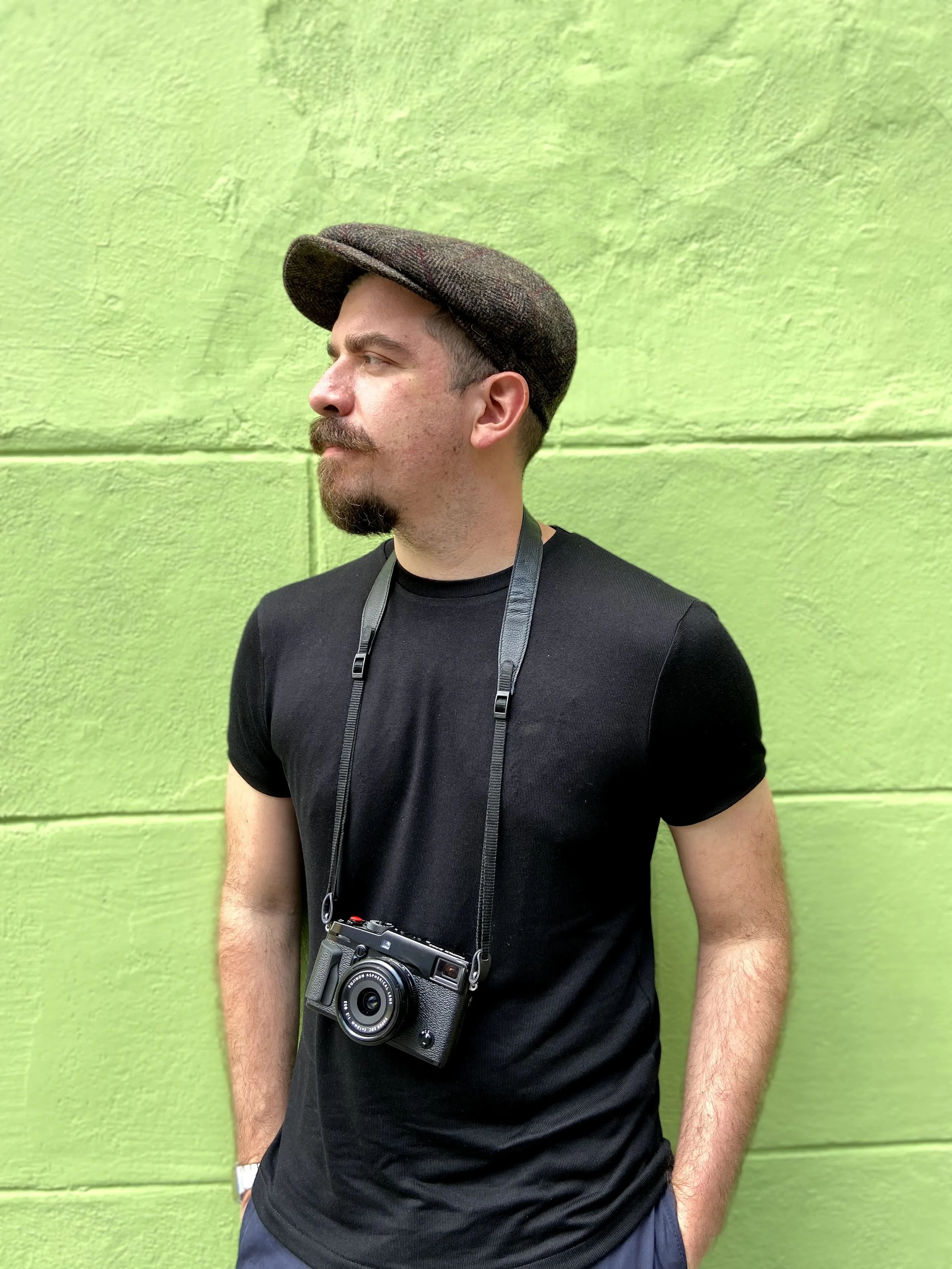 Portrait of Lucca Lazzarini, documentary wedding photographer. Candid moment, Mexico.