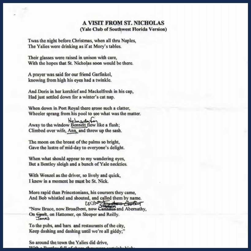 A visit from St. Nicholas - A Christmas Party Poem by Torrey Foster - Dec 2000