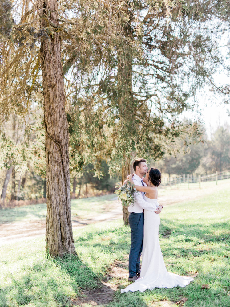 Bride and Groom Photos | Bella Wedding Dress by Sarah Janks | Rustic Winter Wedding | Lynchburg, Virginia Film Photographer | kelseyandnate.com