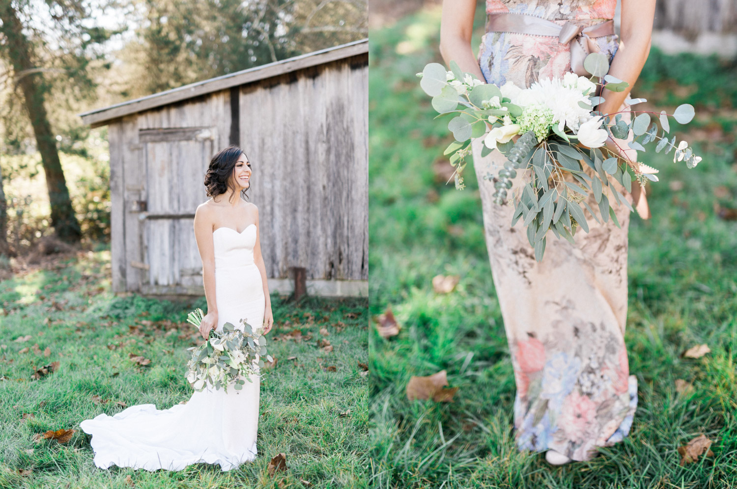 Maternity Maid of Honor in Floral Melinda BHLDN Dress | Bella Wedding Dress by Sarah Janks | Rustic Winter Wedding | Lynchburg, Virginia Film Photographer | kelseyandnate.com