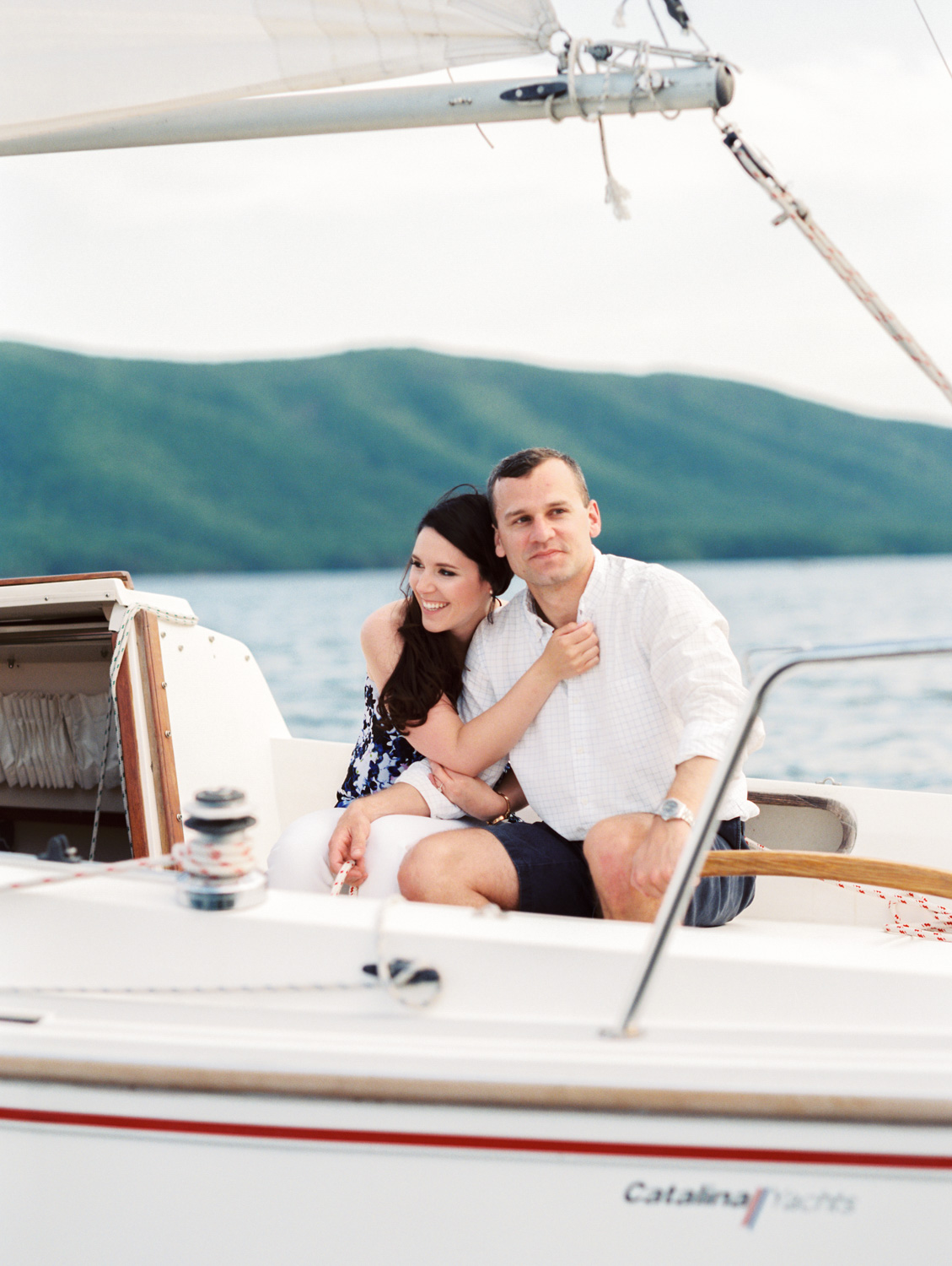 Megan & Court | Sailboat Engagement Photos | Smith Mountain Lake, Virginia | Kelsey & Nate | kelseyandnate.com | Nautical Photography