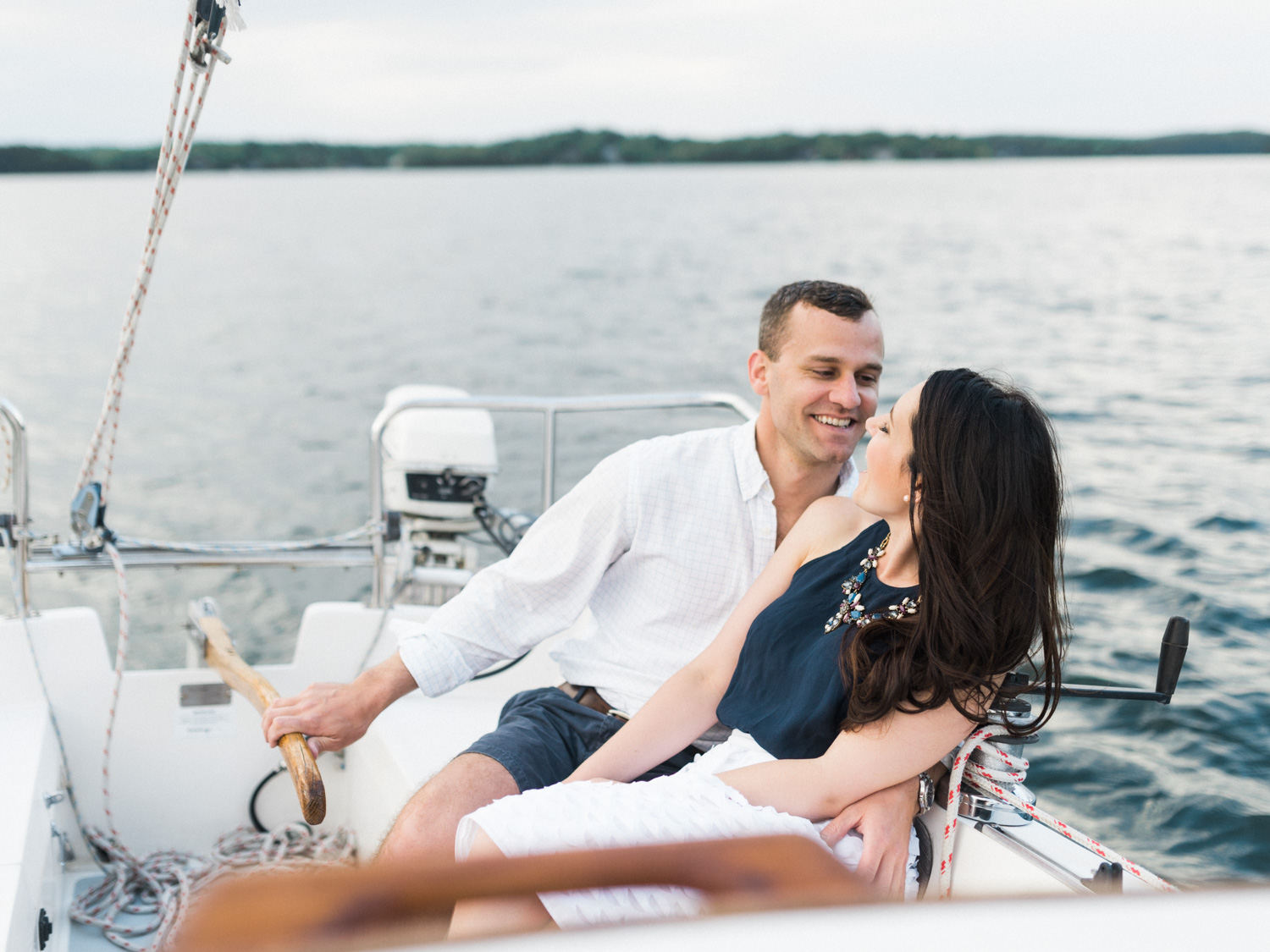 Megan & Court | Sailboat Engagement Photos | Smith Mountain Lake, Virginia | Kelsey & Nate | kelseyandnate.com | Nautical Photography