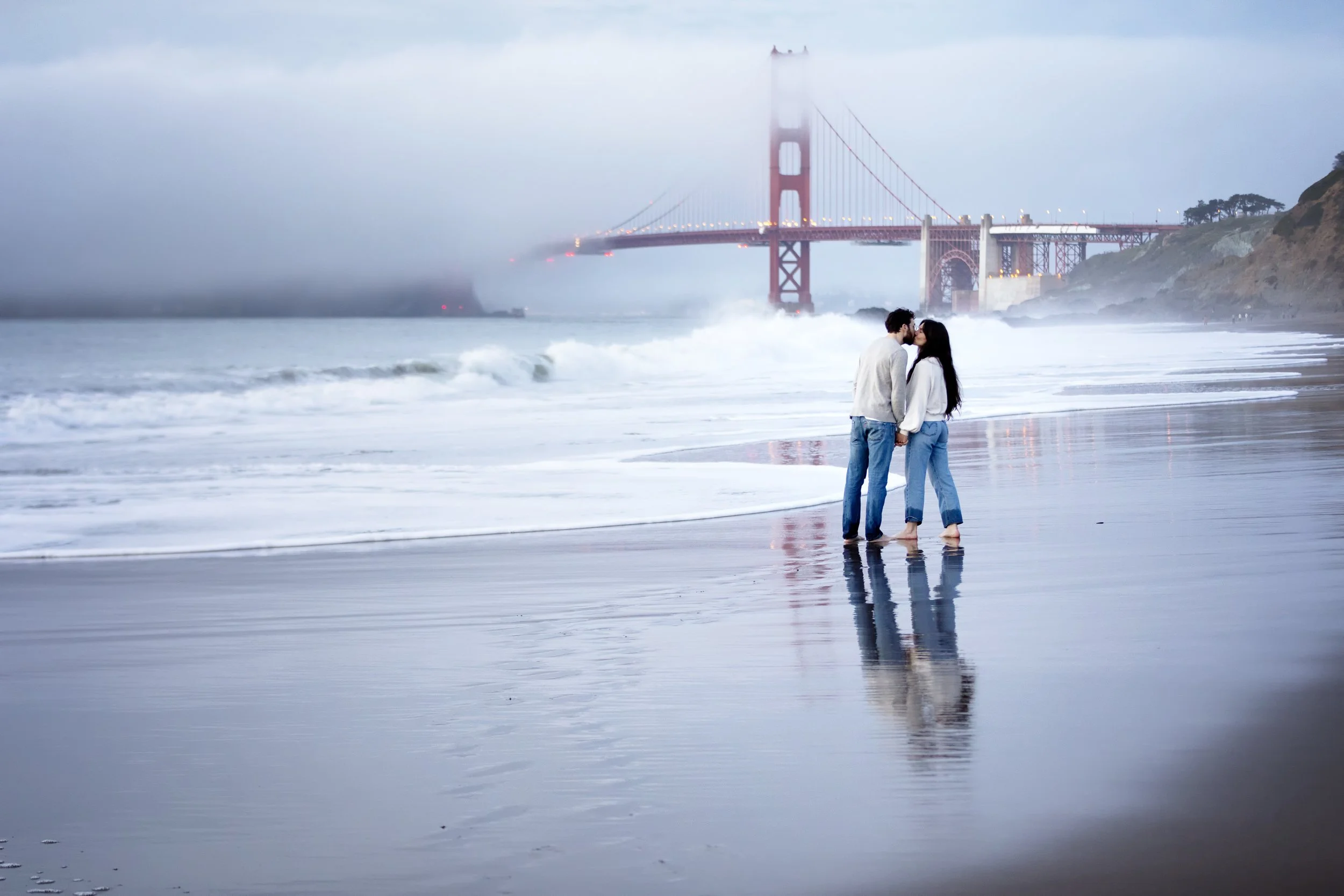 Engagement at Baker beach, San Francisco, california