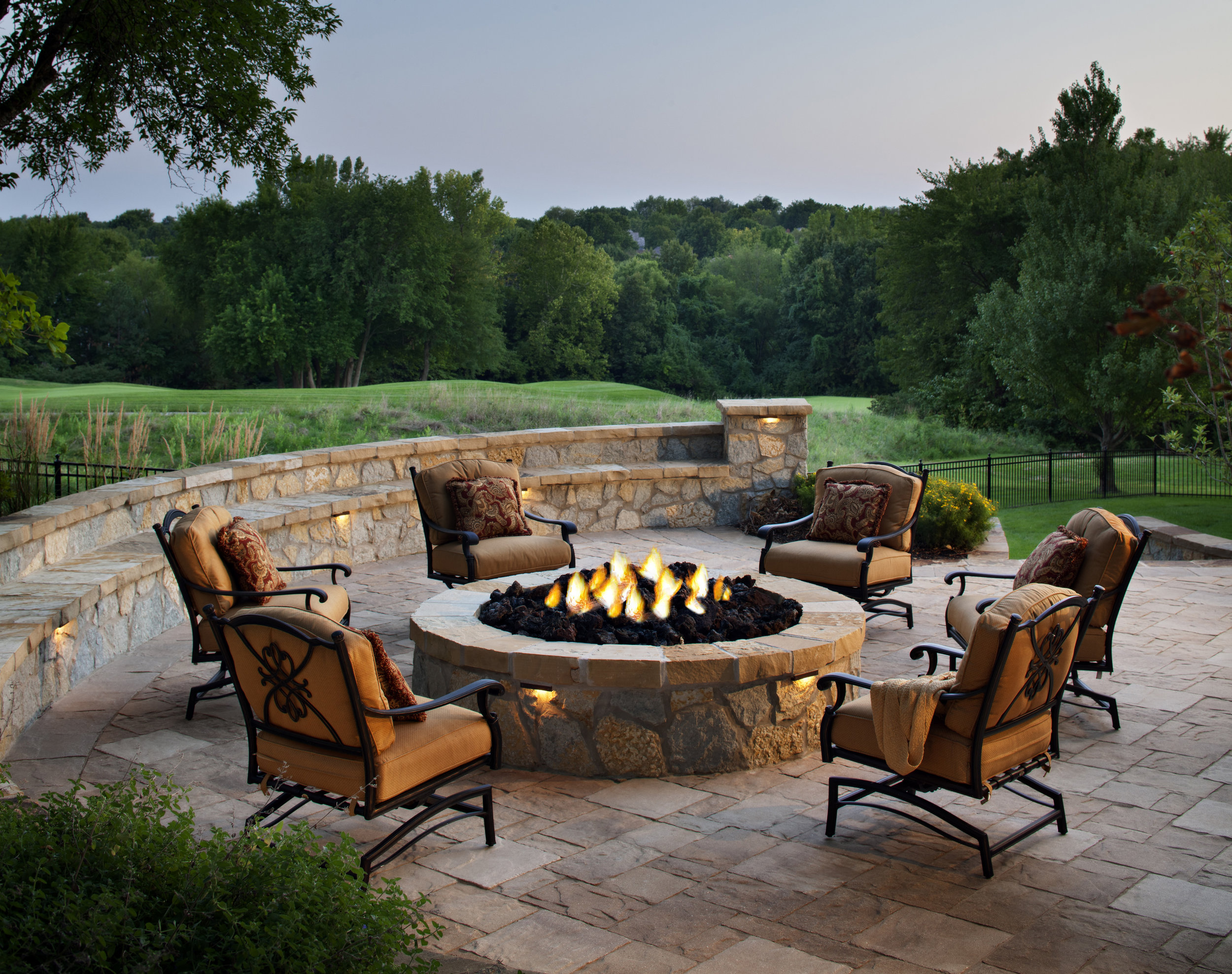 Fireplaces And Fire Pits Blake, Outdoor Fireplace Landscape Lighting