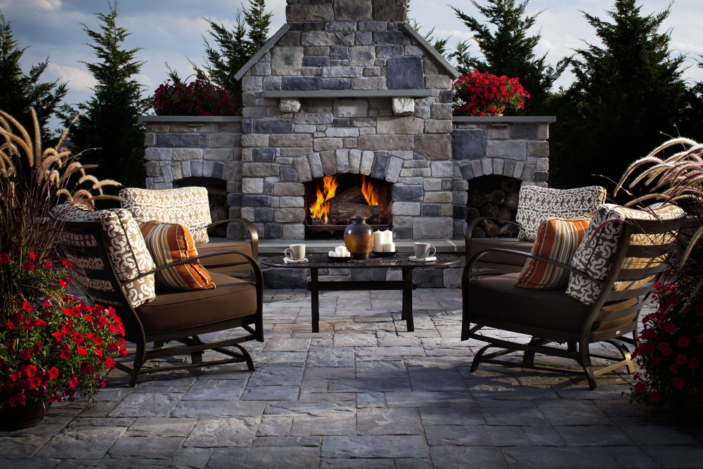 Blake Miller Lawn Landscape, Paver Patios With Fireplaces