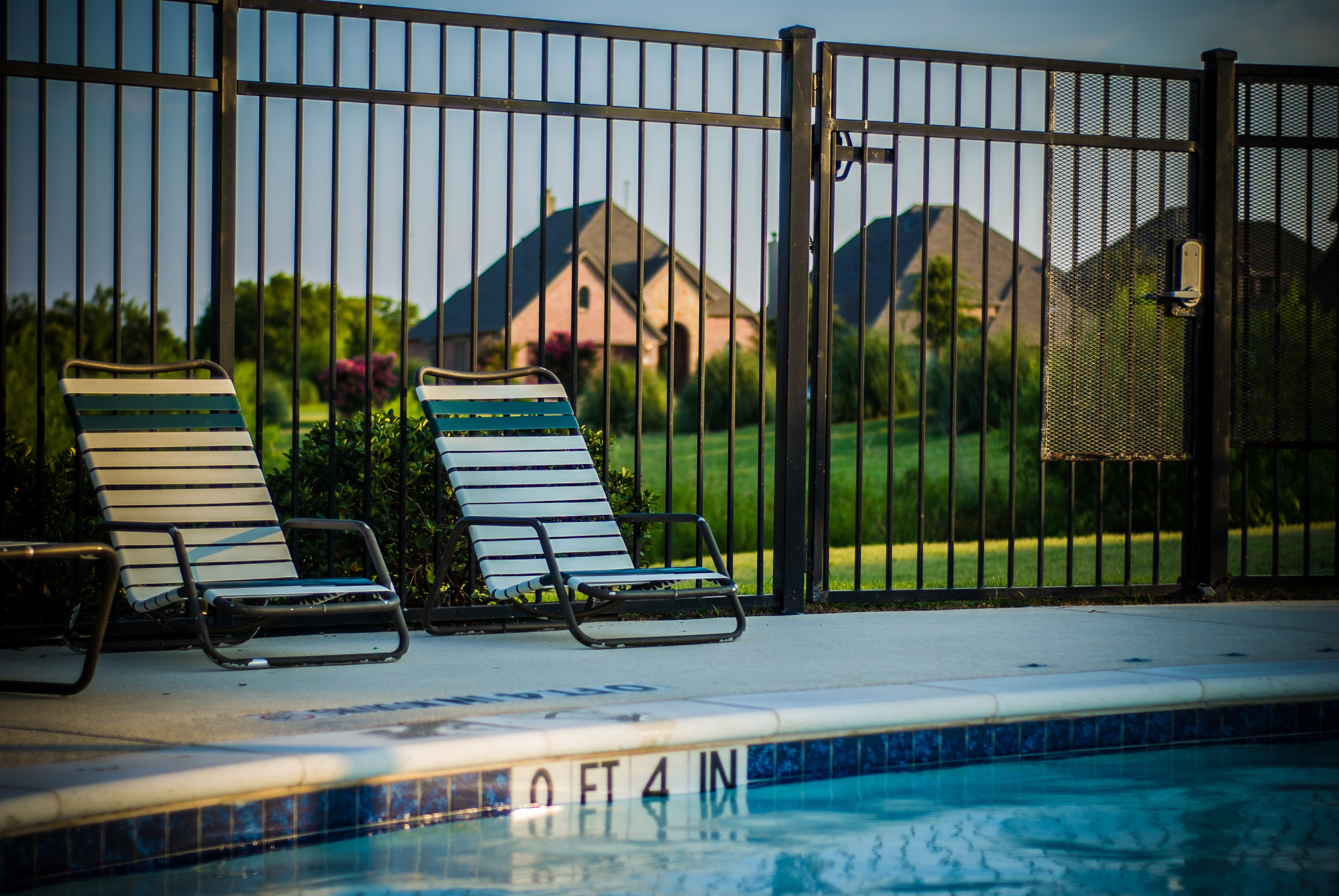 fence pool patio landscape design metal black aluminum 3 rail