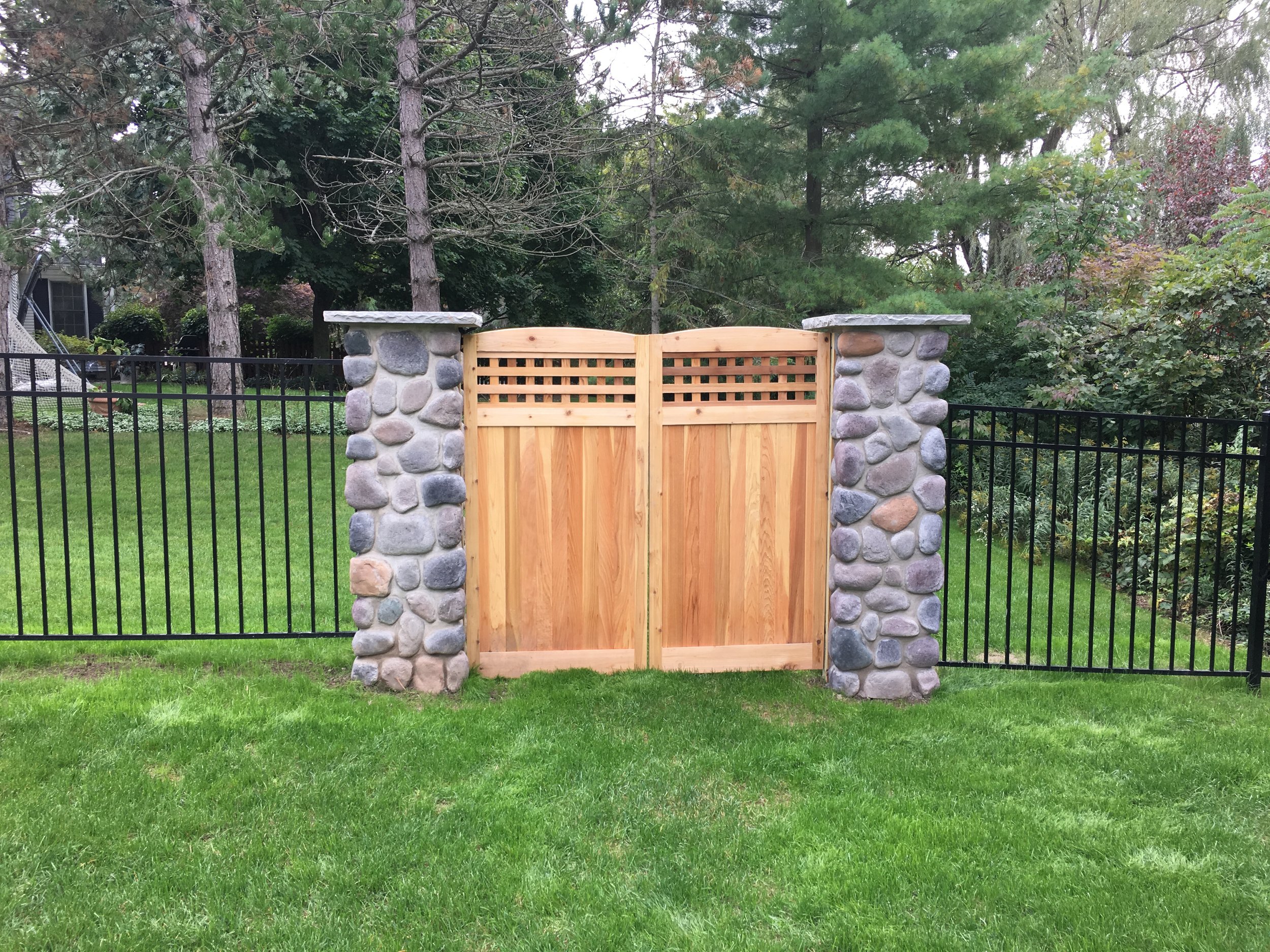 fence pillar custom gate landscape design black aluminum 3 rail