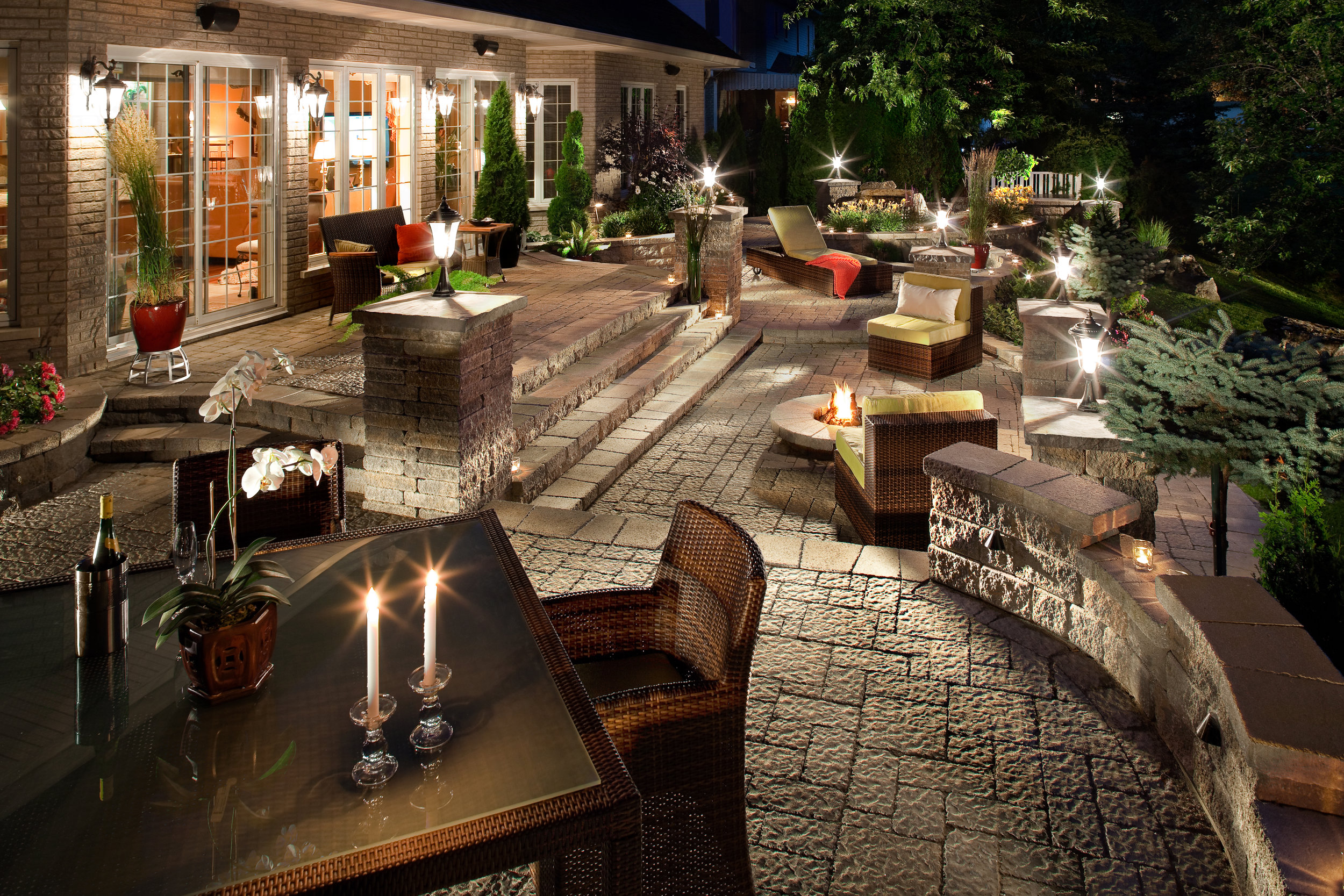 landscape lighting patio design plantings retaining sitting wall.jpg