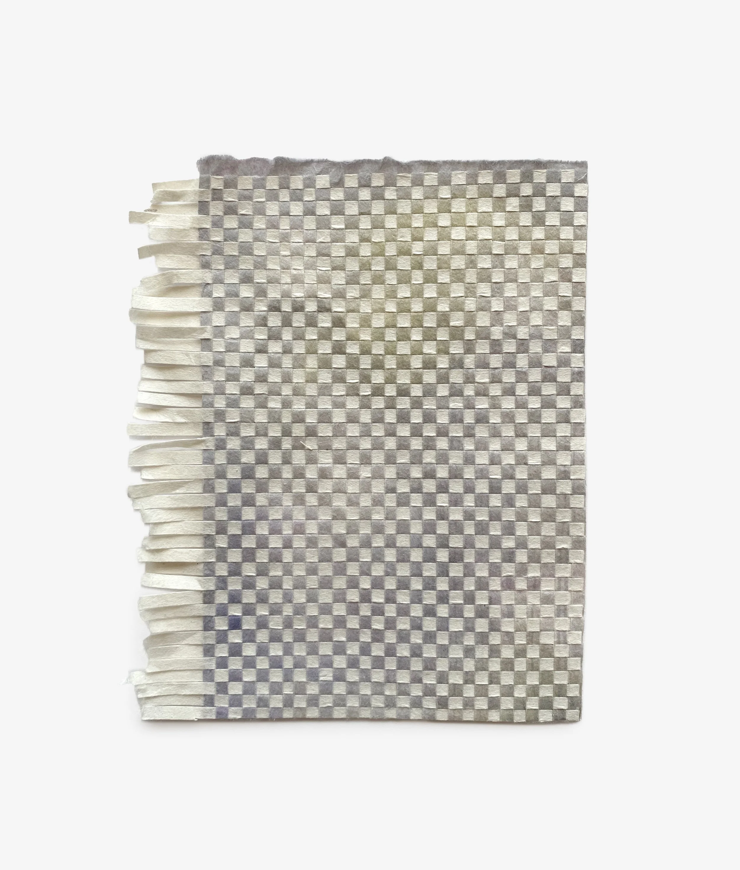 handmade paper weaving, pastel purple and gold