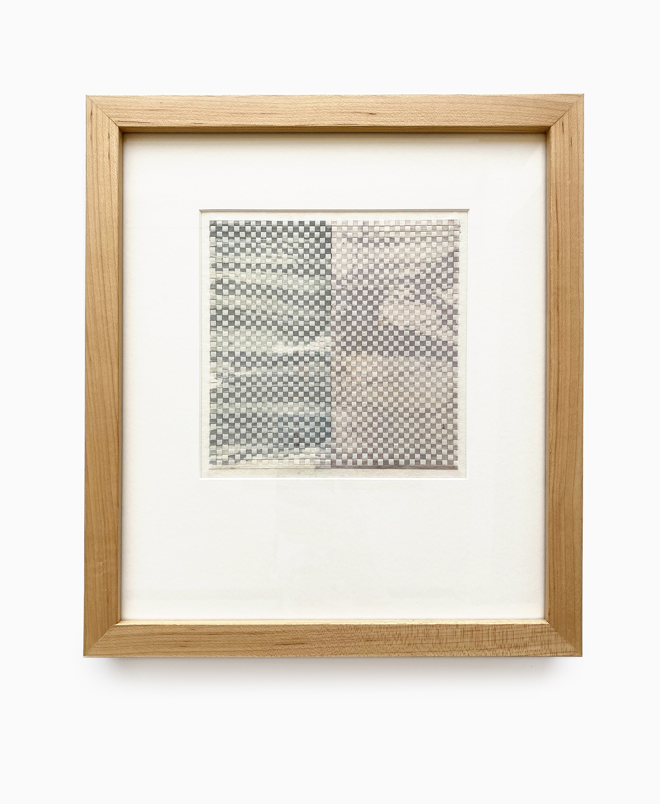 paper weaving, abstract watercolor, framed artwork