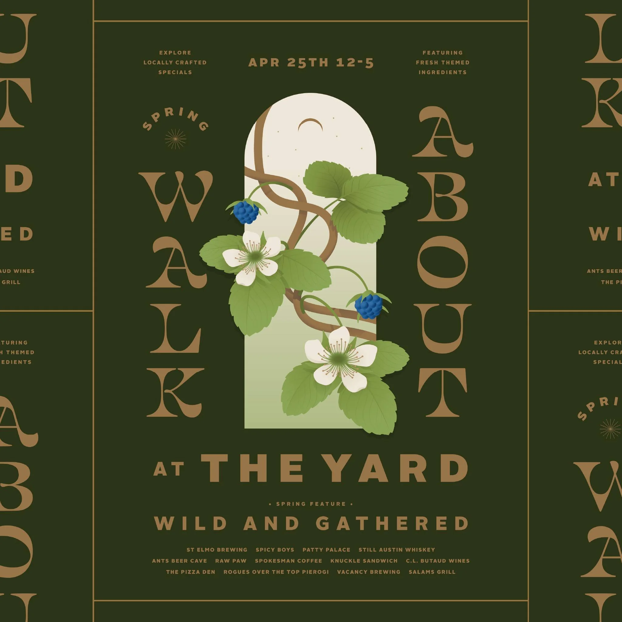 Spring Walkabout &mdash; April 25th, 12&ndash;5pm.
Local vendors, fresh specials, good company.
Come join us. ☕