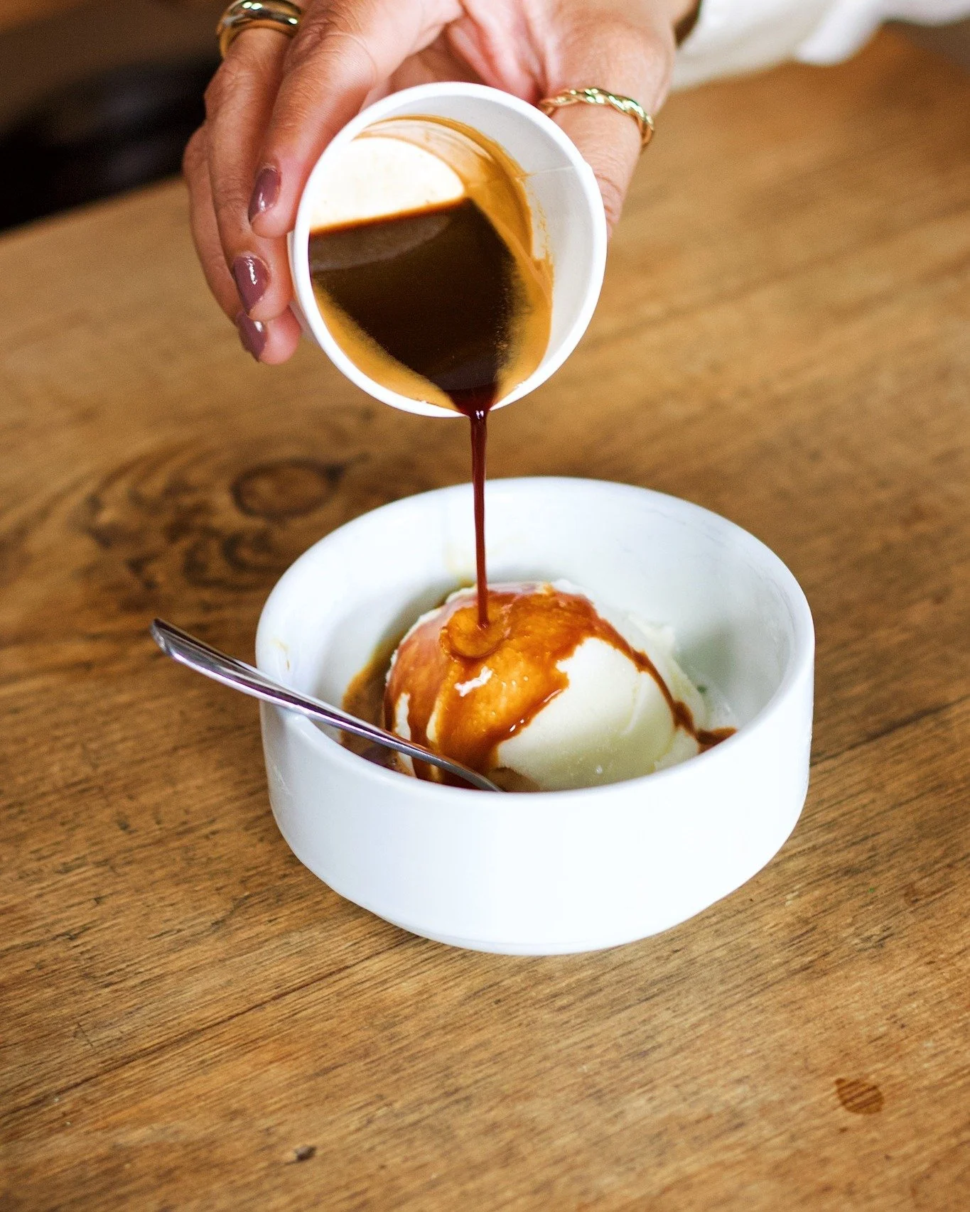 Espresso meets ice cream. 
This is what your "afternoon coffee" can look like at Spokesman.