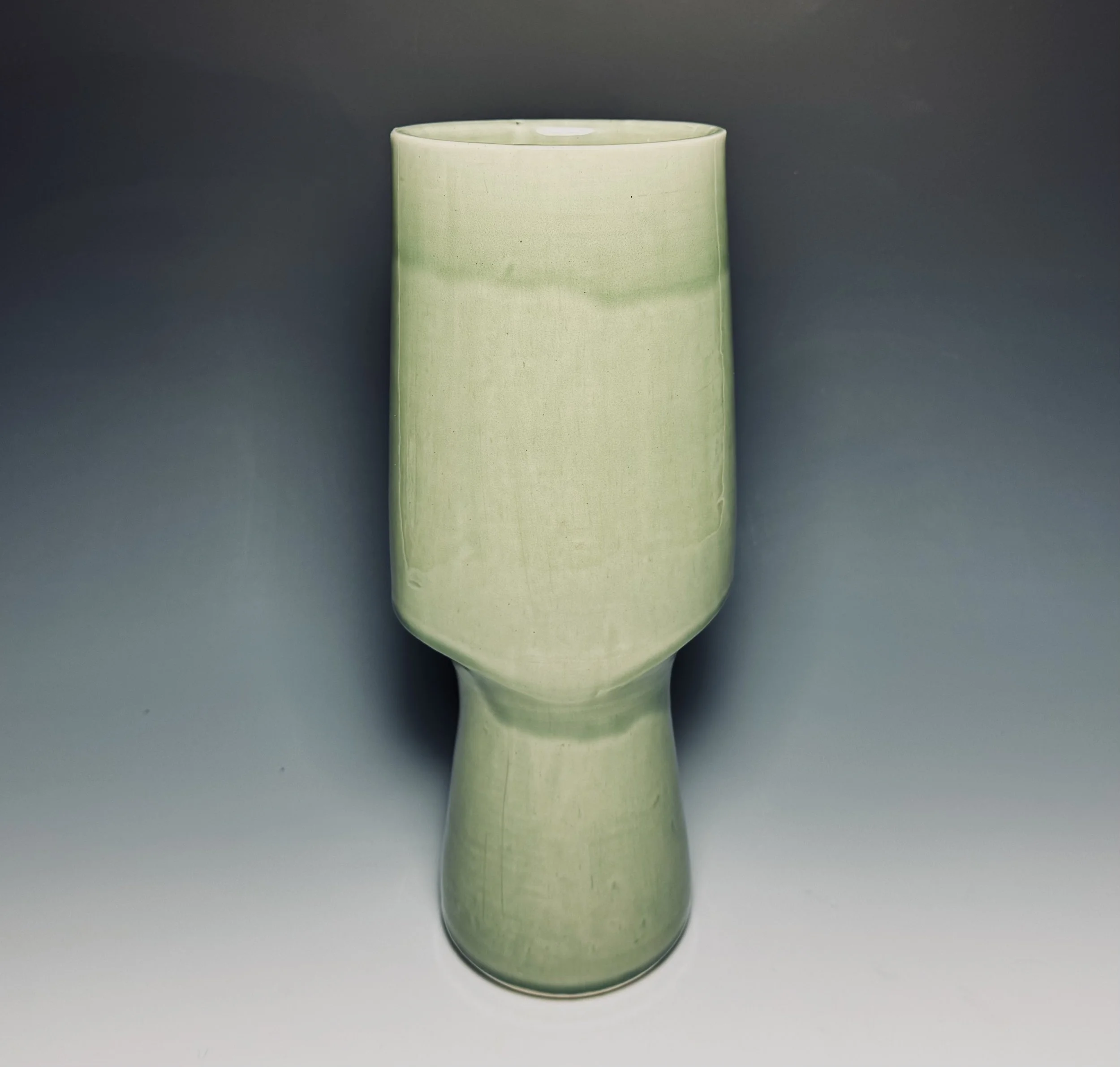 Tall Green Celedon Vase 