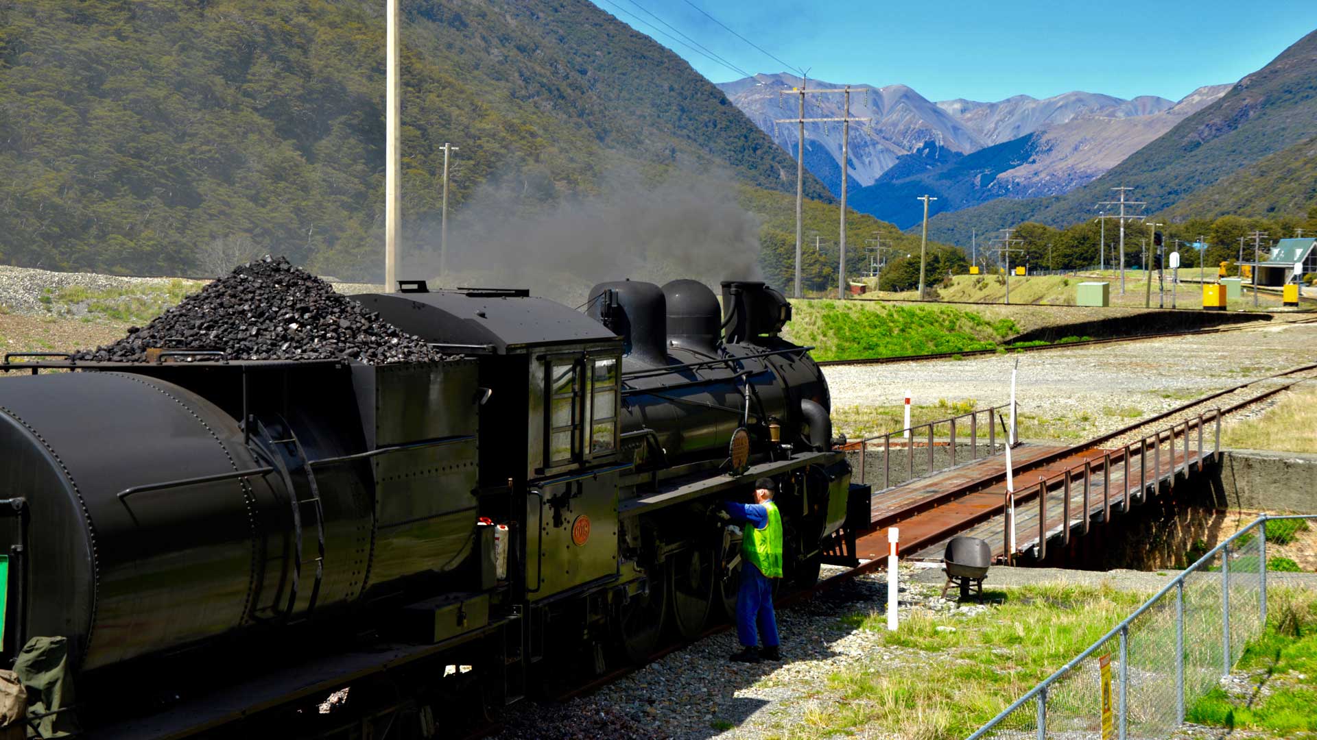 Steam train at Arthur's Pass Station