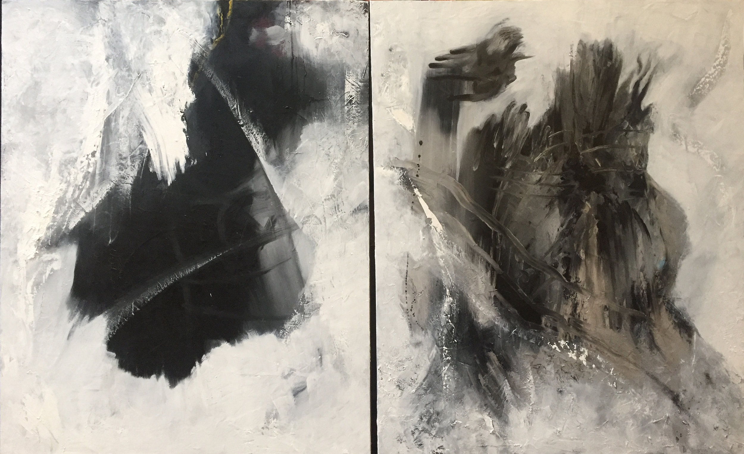 Black &amp; White Abstract Diptych