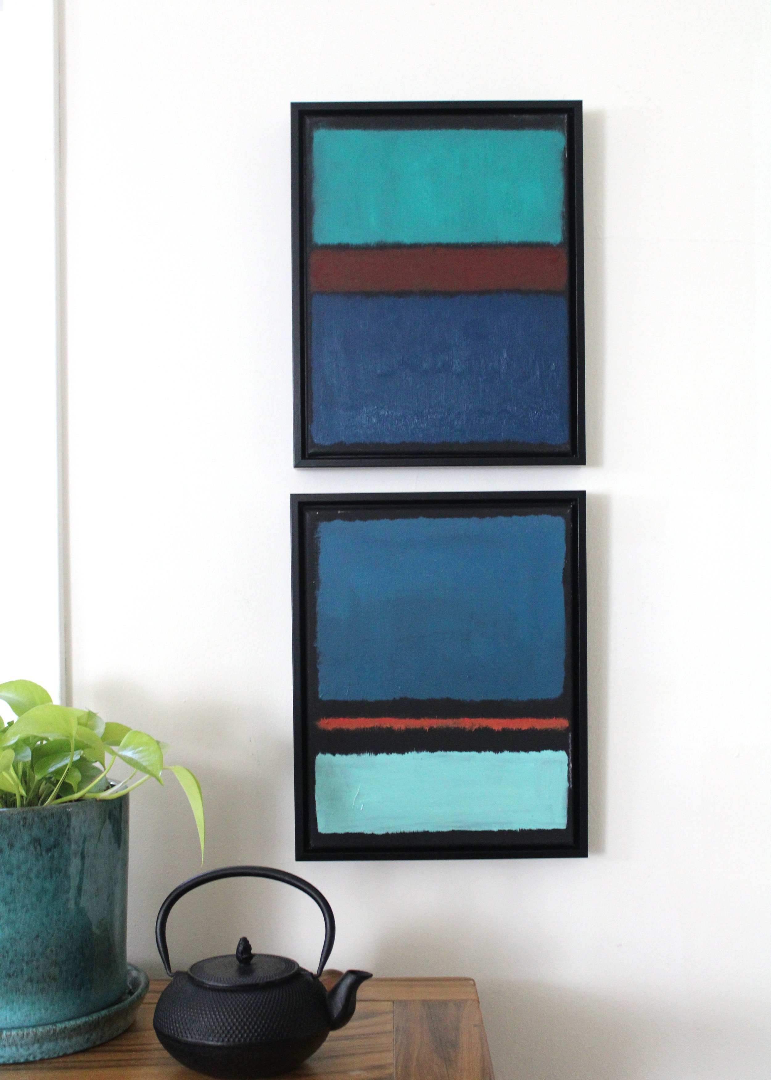  Mini Rothko'ish AbstractScapes: Blues & French Rouge