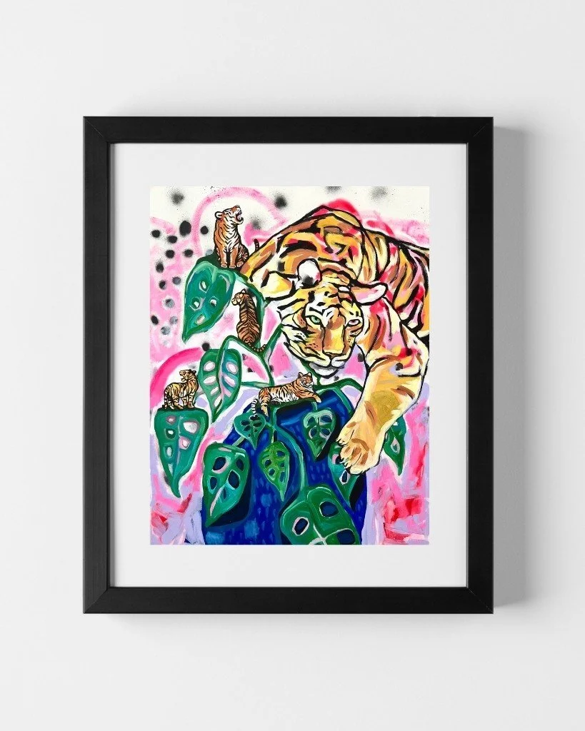 BRIGHT COLORFUL TIGERS FINE ART PRINT JOLYN NELSON ARIZONA ARTIST
