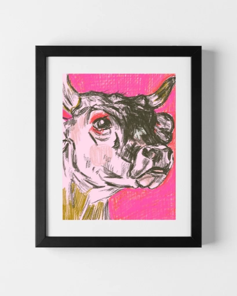 COW PRINT CONTEMPORARY PINK ANDY WARHOL INSPIRED JOLYN NELSON