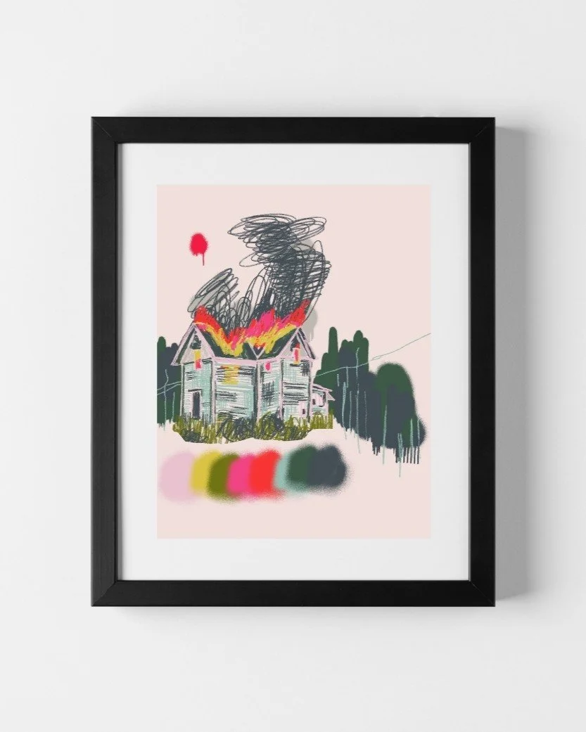 FINE ART PRINT JOLYN NELSON HOUSE ON FIRE MODERN CONTEMPORARY
