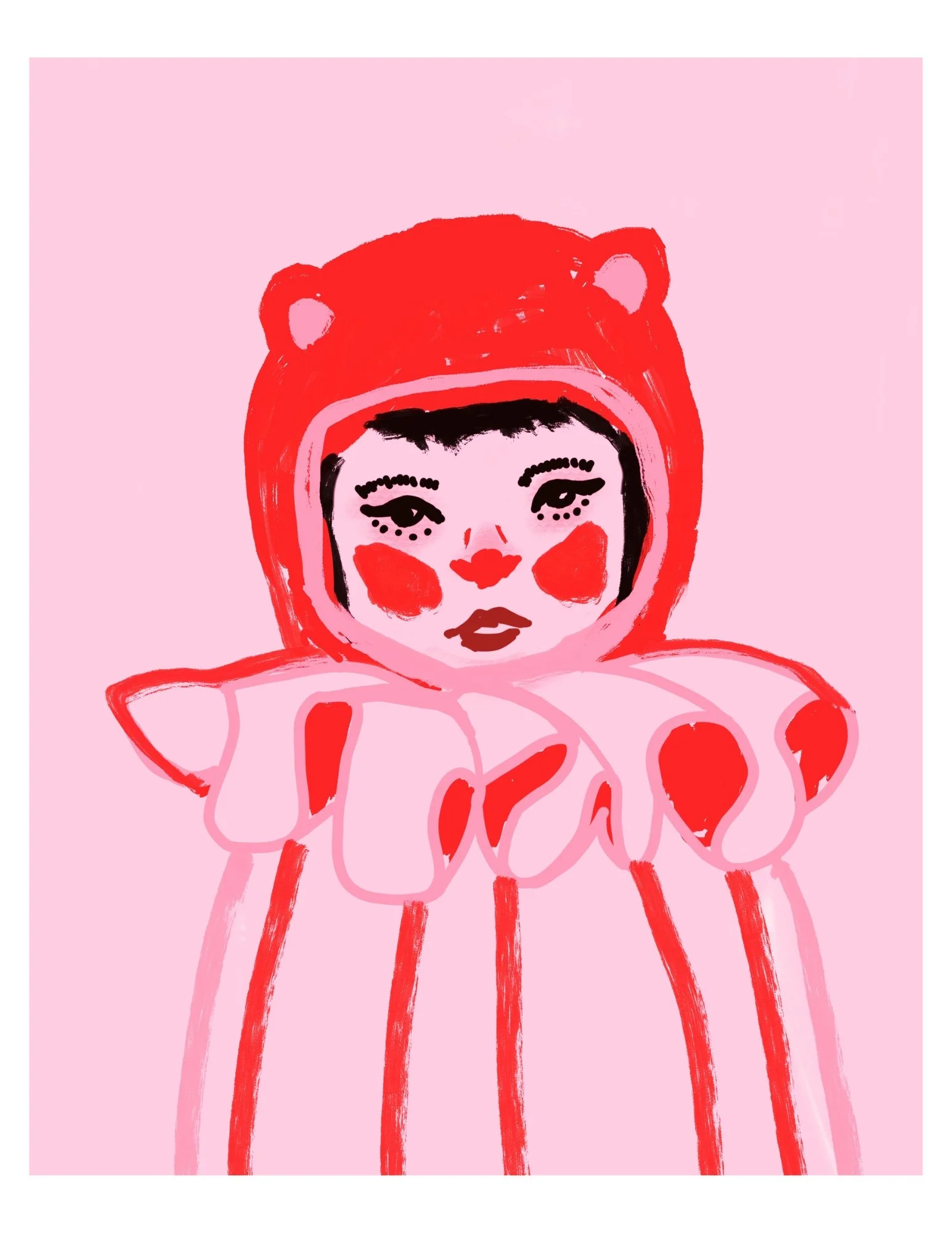 jolyn the artist jolyn nelson cute girl fine art print red and pink