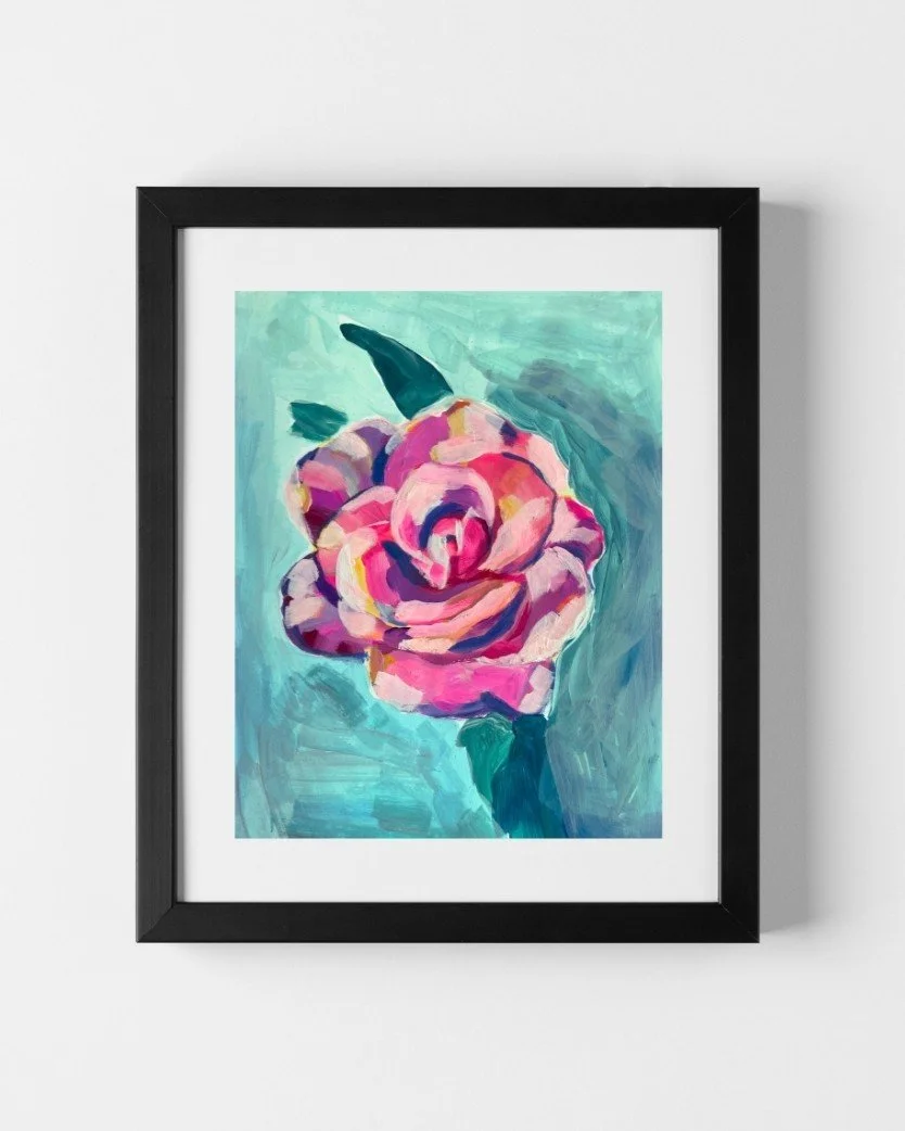 CONTEMPORARY PAINTED ROSE ART PRINT JOLYN THE ARTIST ARIZONA
