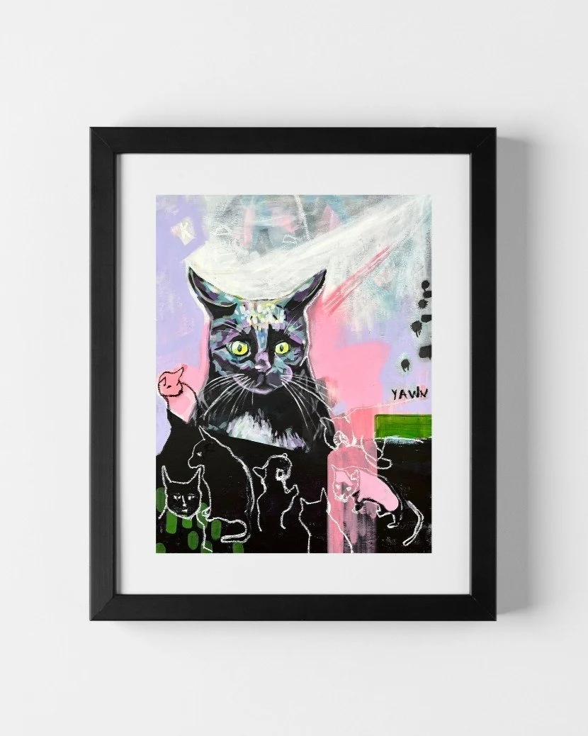 JOLYN THE ARTIST ART PRINTS BLACK CAT CONTEMPORARY