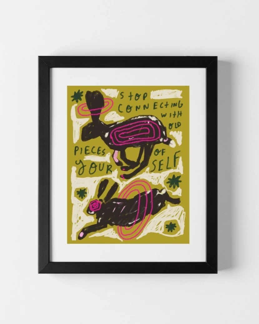 CONTEMPOARY ART PRINT RABBITS RUNNING JOLYN THE ARTIST