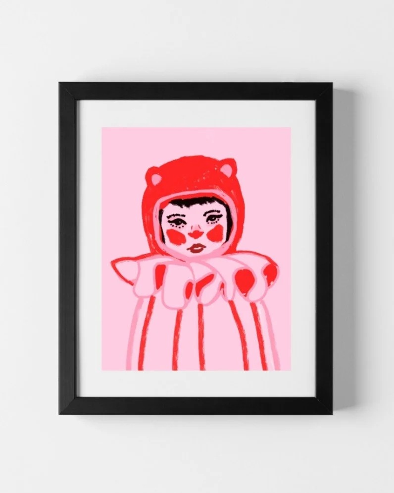 cute girl print red and pink home decor fine art prints jolyn the artist jolyn nelson