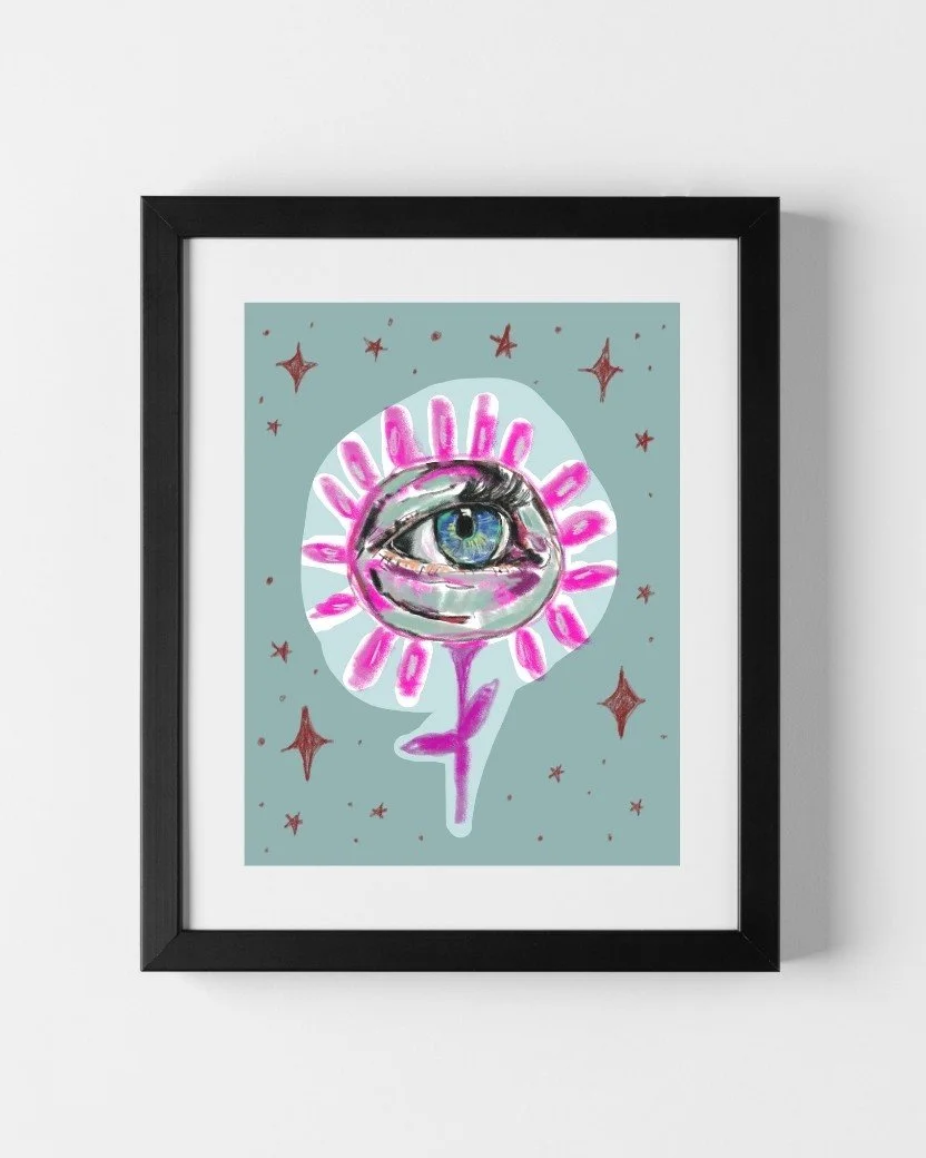 FINE ART PRINT JOLYN THE ARTIST FLOWER EYE CONTEMPORARY COLORFUL