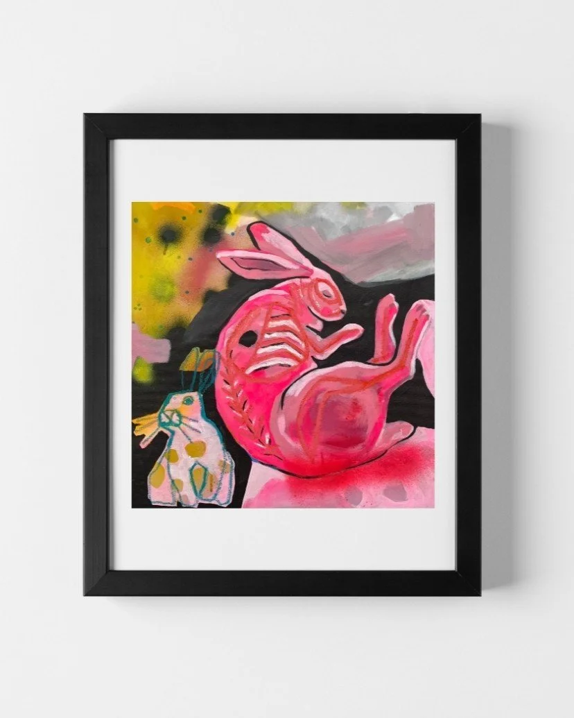 rabbit painting eclectic art print jolyn the artist fine art