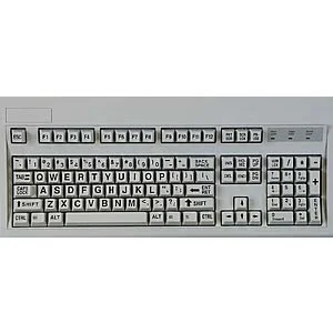 Large Print Keyboard with Black Letters on White Keys