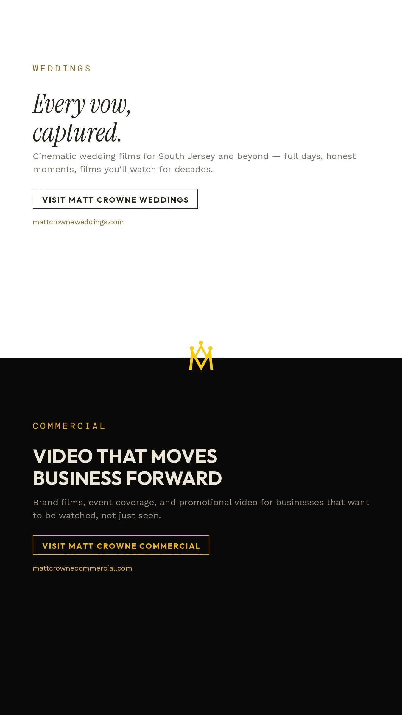 Matt Crowne — Weddings and Commercial Video