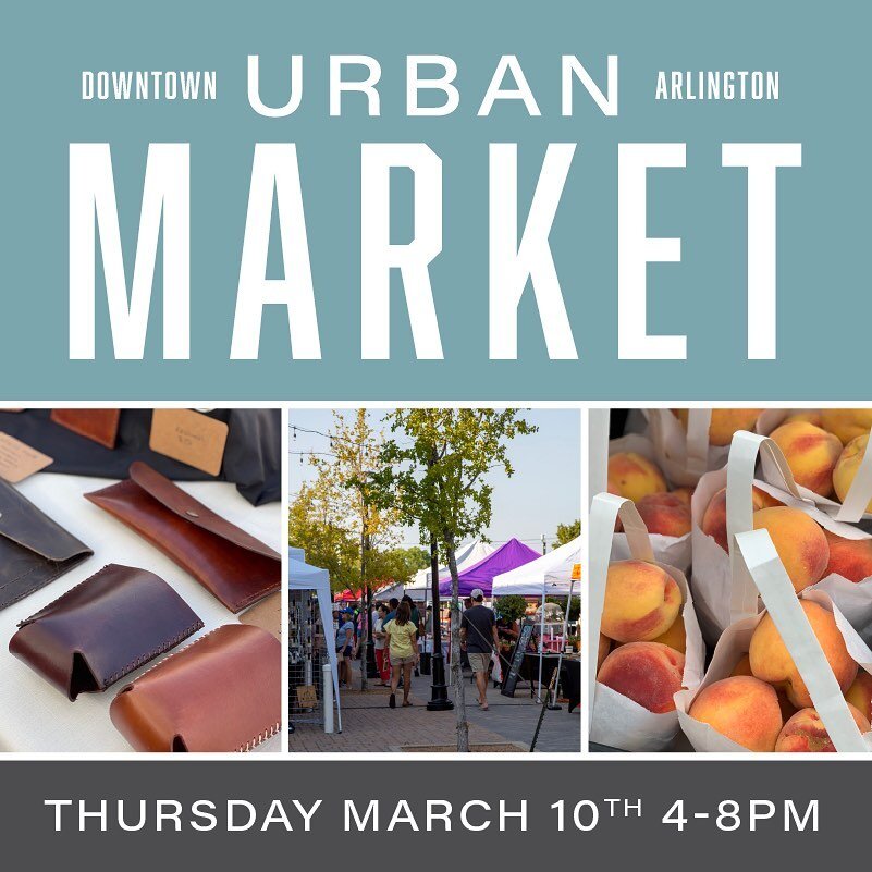 Come shop great local vendors at the @dtaurbanmarket today, Thursday, March 10th! 
We have over 40 vendors with a wide variety of goods including produce, art, dog goodies, baked goods, apparel and so much more. 

This is a family-friendly, outdoor e