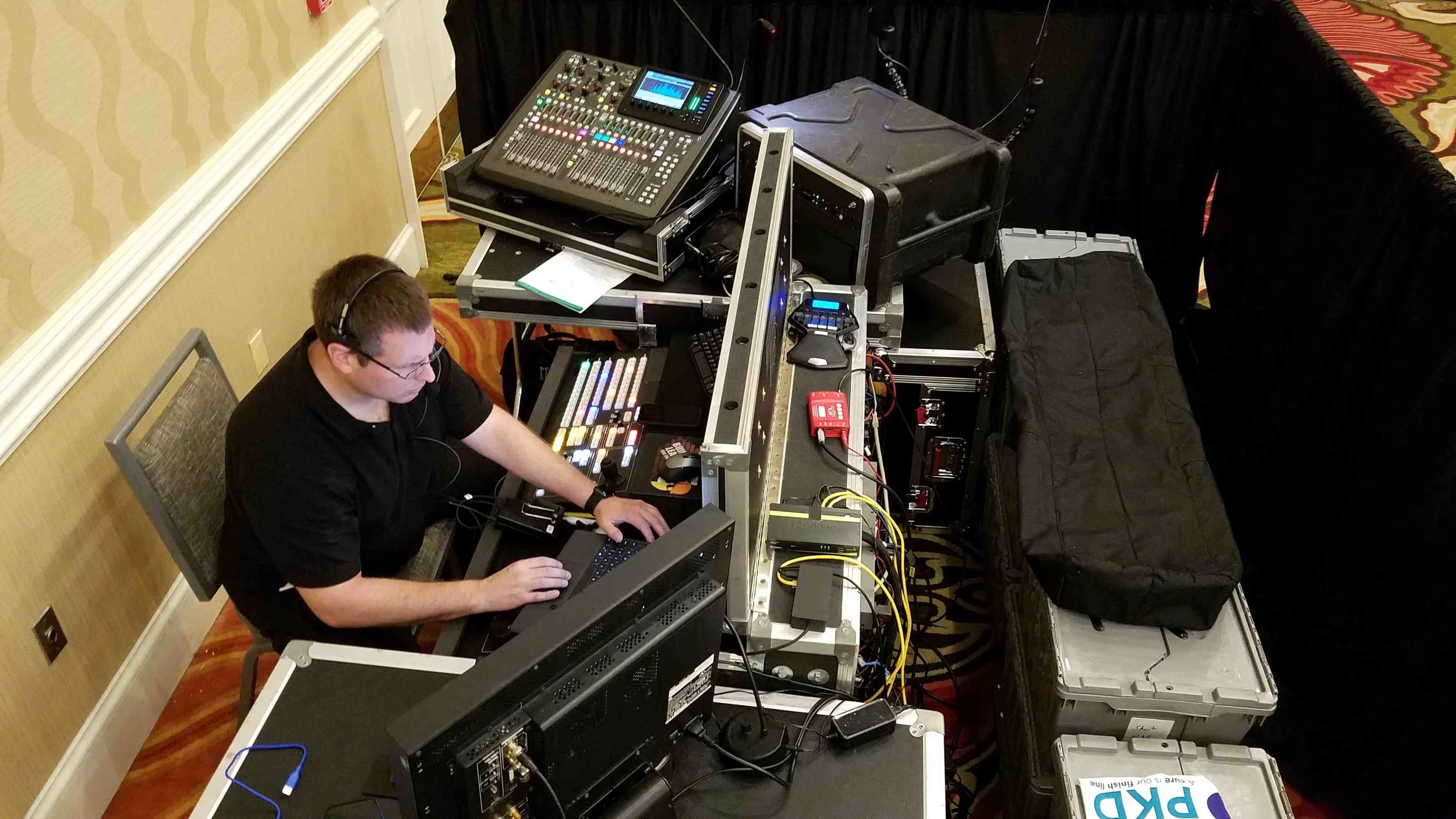 Whitney Media Productions, team member, Greg Gromak at the controls for AAKP 2018