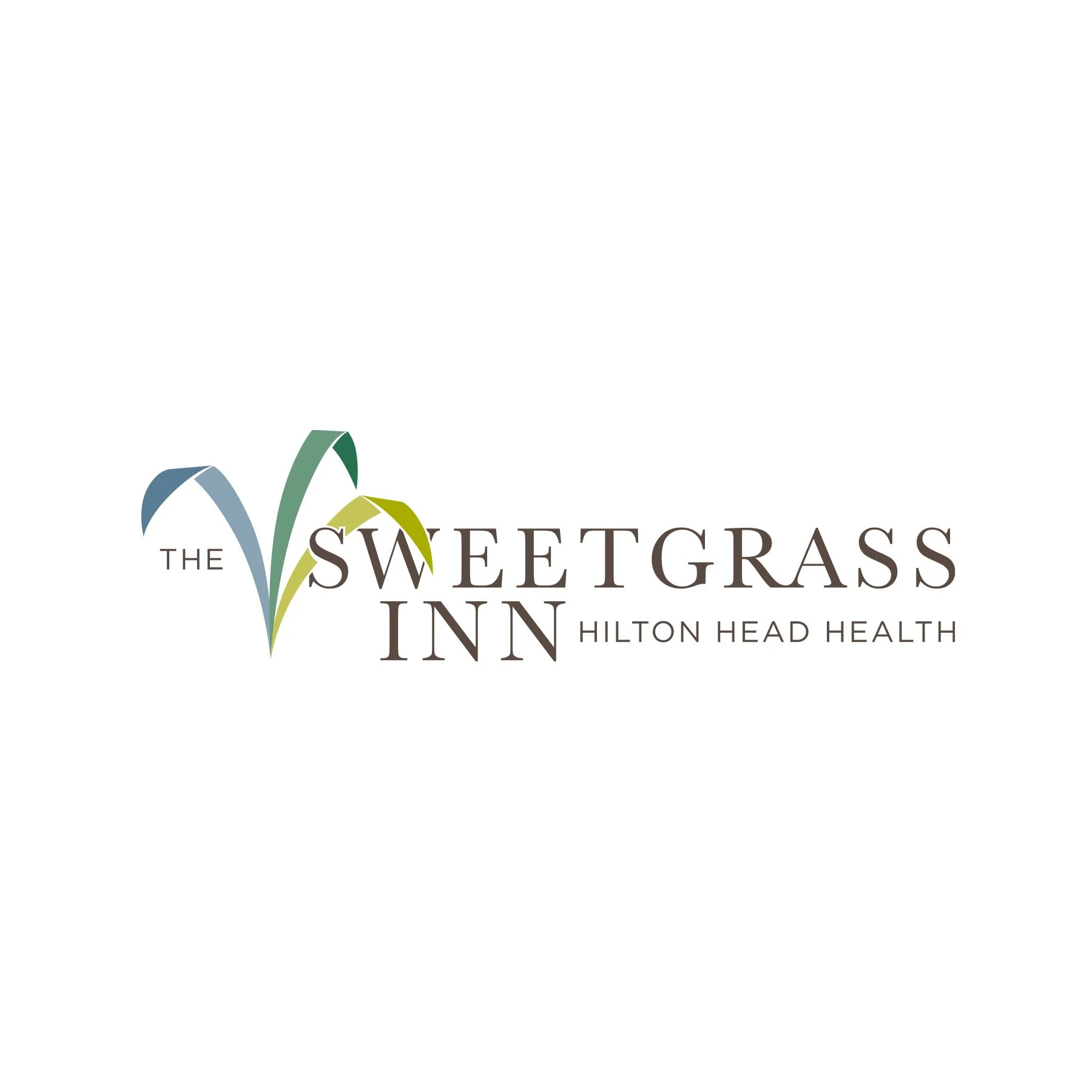 Logo for The Sweetgrass Inn at Hilton Head Health featuring stylized grass blades and the inn's name.