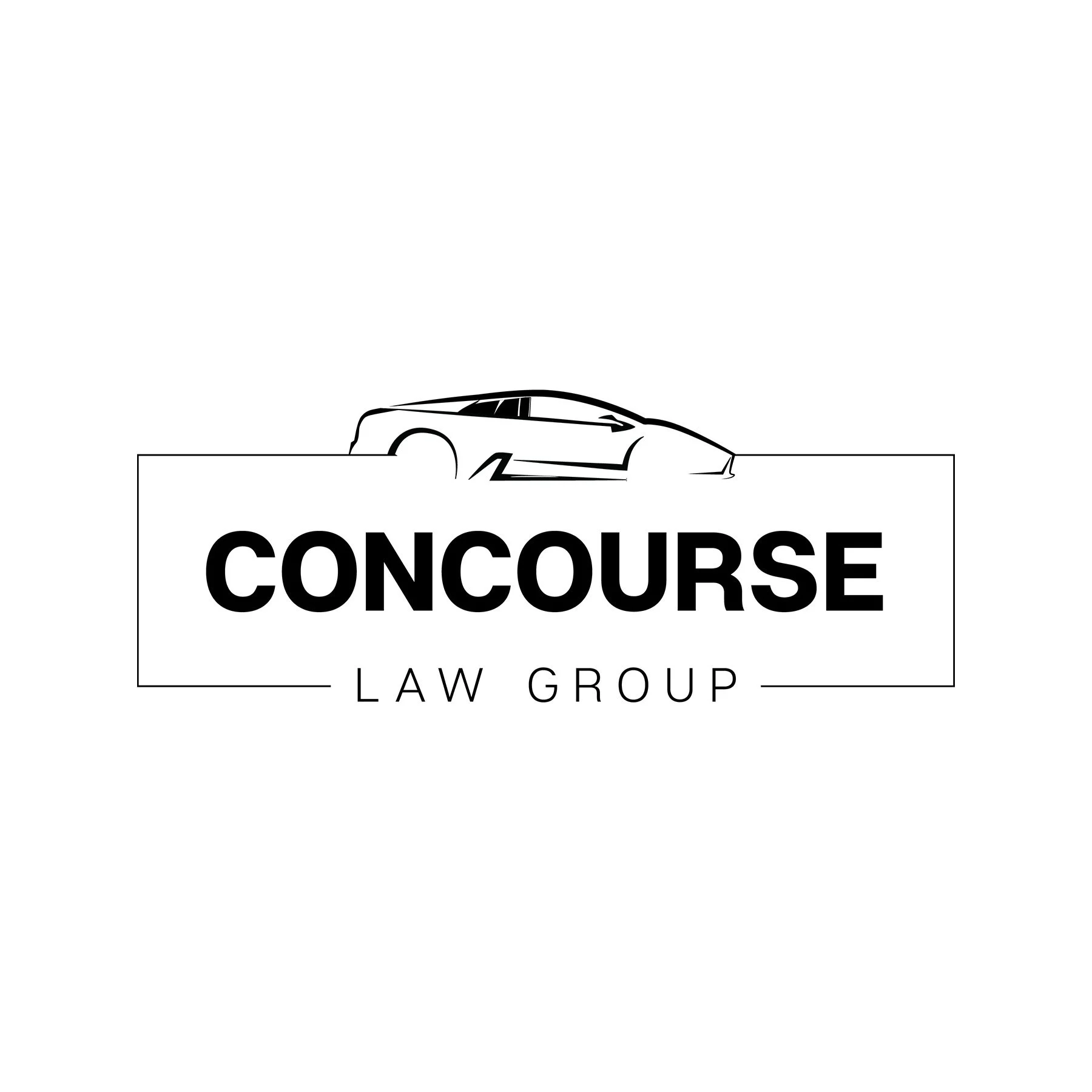 Logo for Concourse Law Group featuring a stylized sports car outline above the company name.