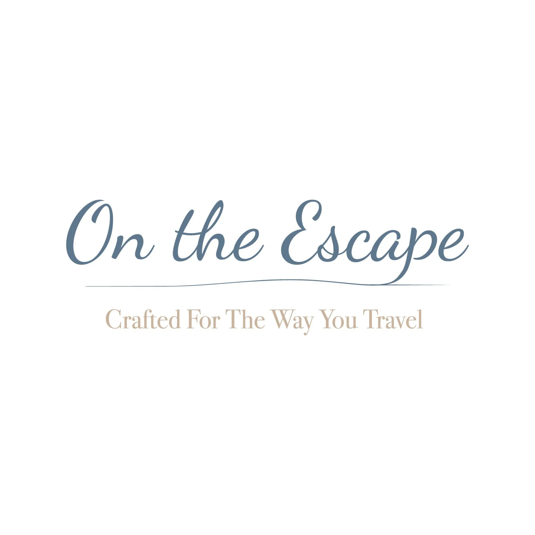 A boutique travel brand logo titled 'On the Escape' with a subtitle 'Crafted For The Way You Travel' in a beige font.
