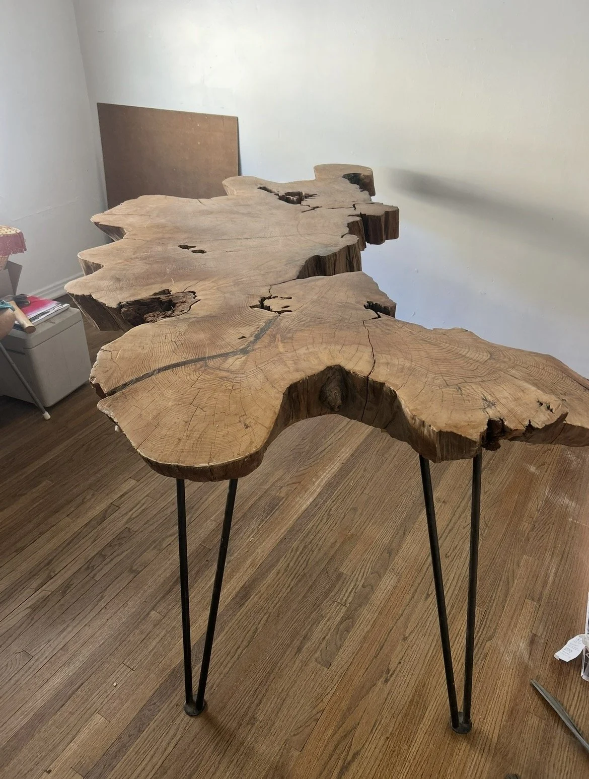 Redwood tree slab desk