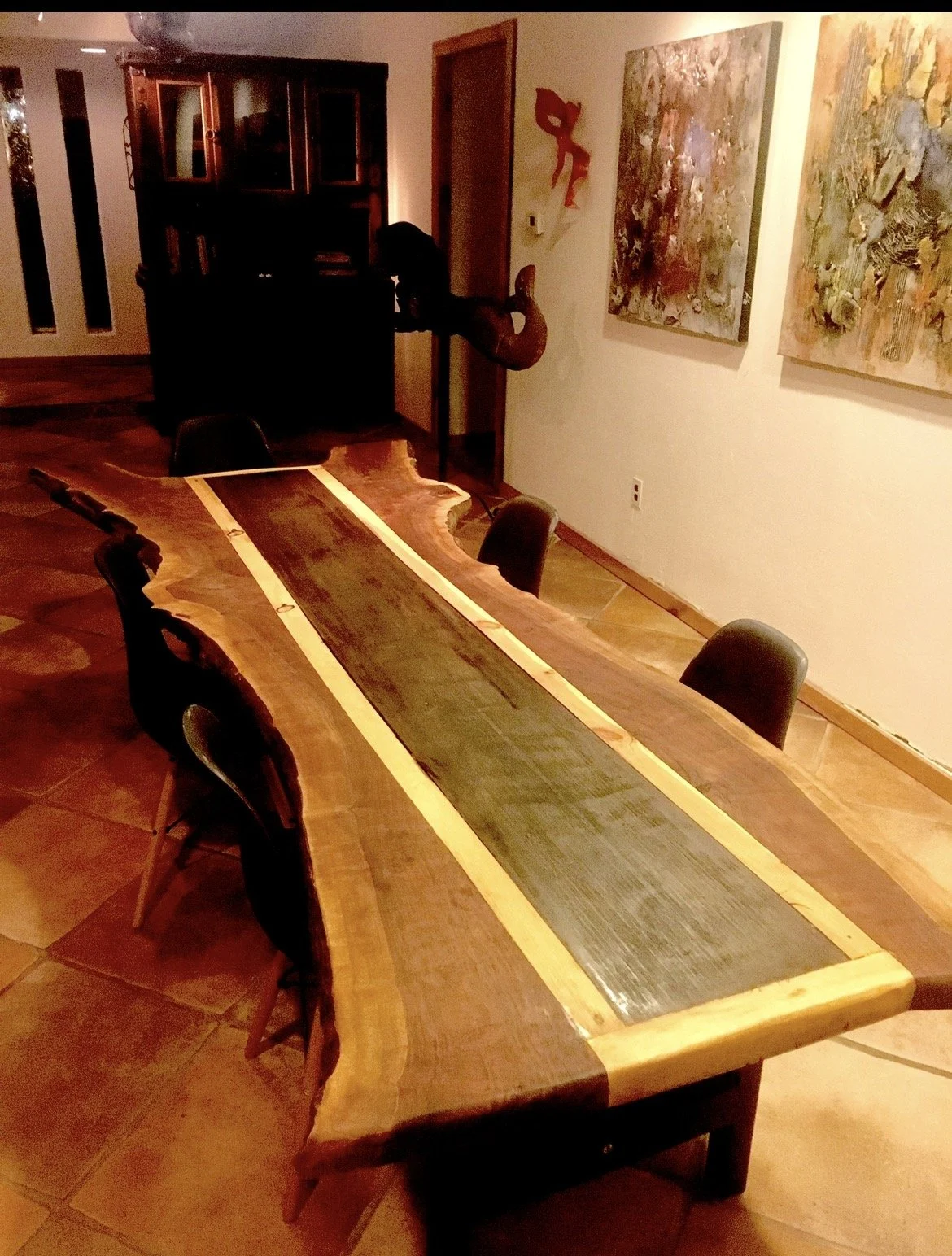 Black, walnut and bamboo custom dining room table