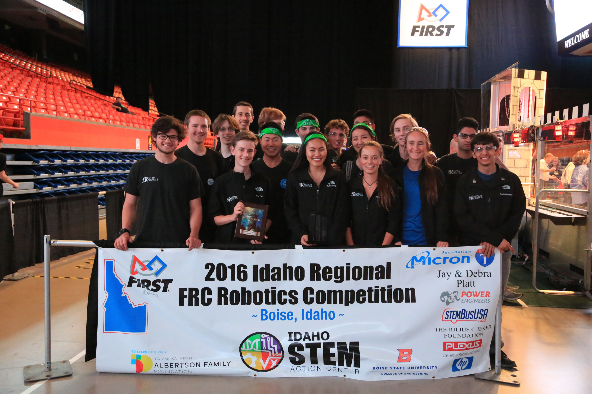 Team 5818 after winning the FRC Idaho Regional Rookie All-Star Award