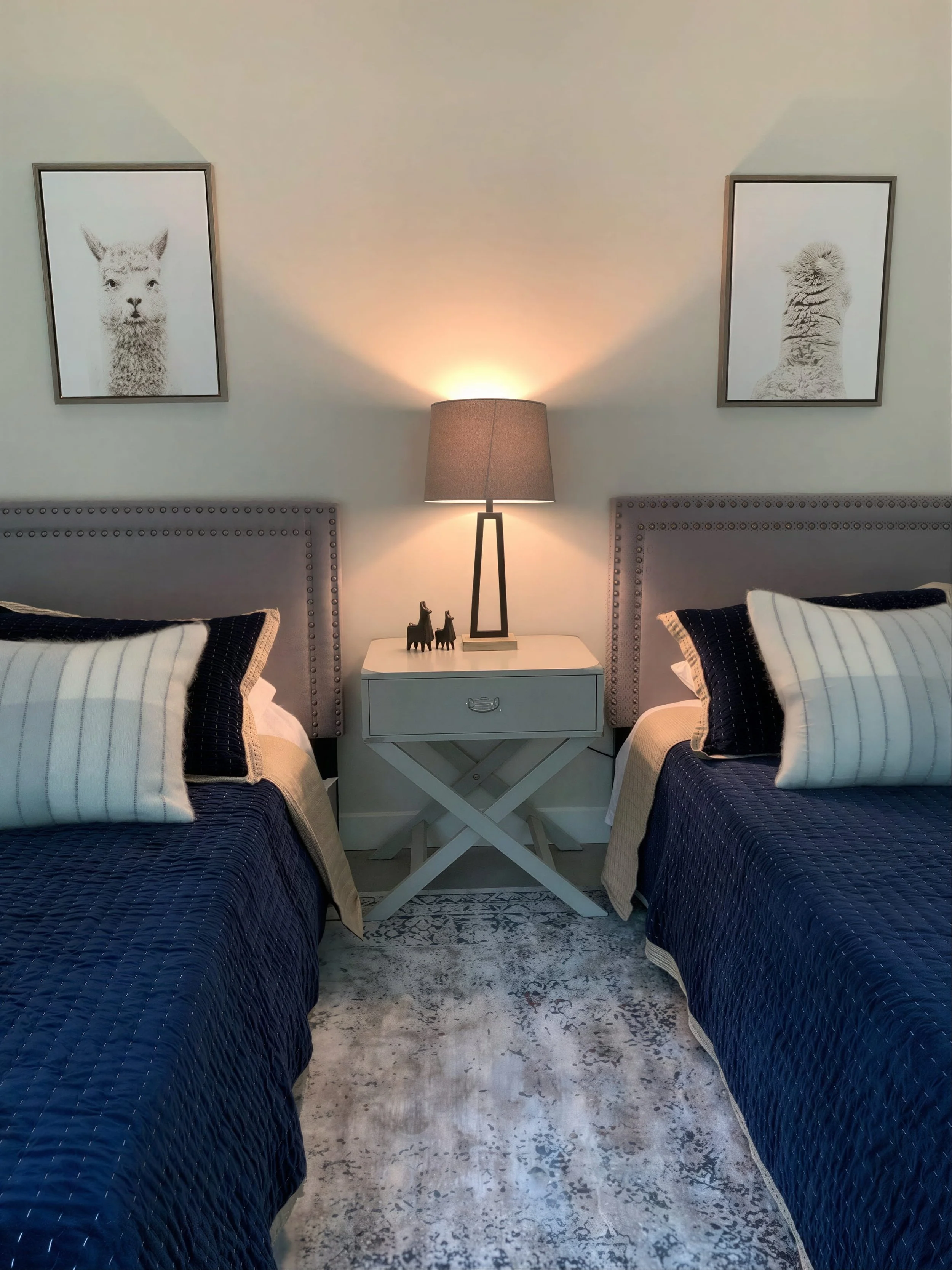 Luxury cabin semi-private bedroom with shared bathroom