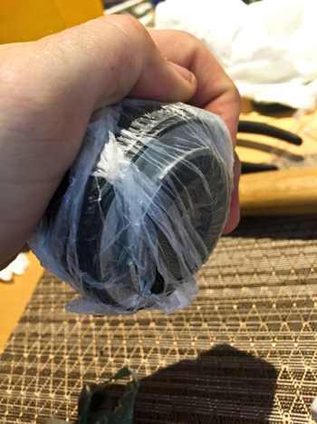 The lens with plastic covering