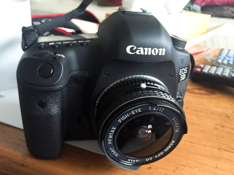 The Asahi Pentax SMC 17mm Fisheye lens mounted on my DSLR