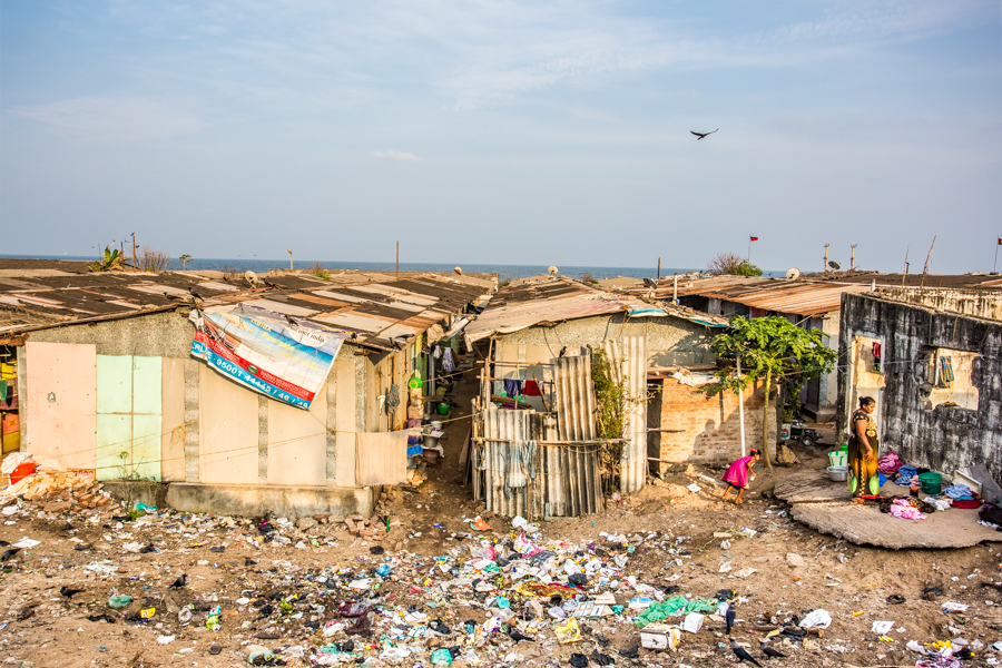 Slums adjacent to Chennai's Marina Beach