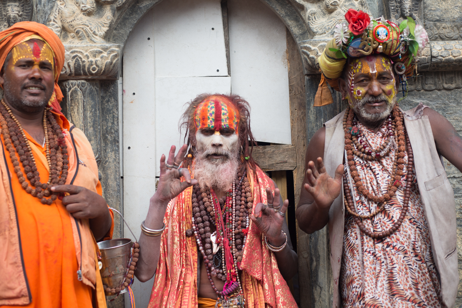 Hindu monks (Sandhus) at the Gorakhnath Temple in Kathmandhu.