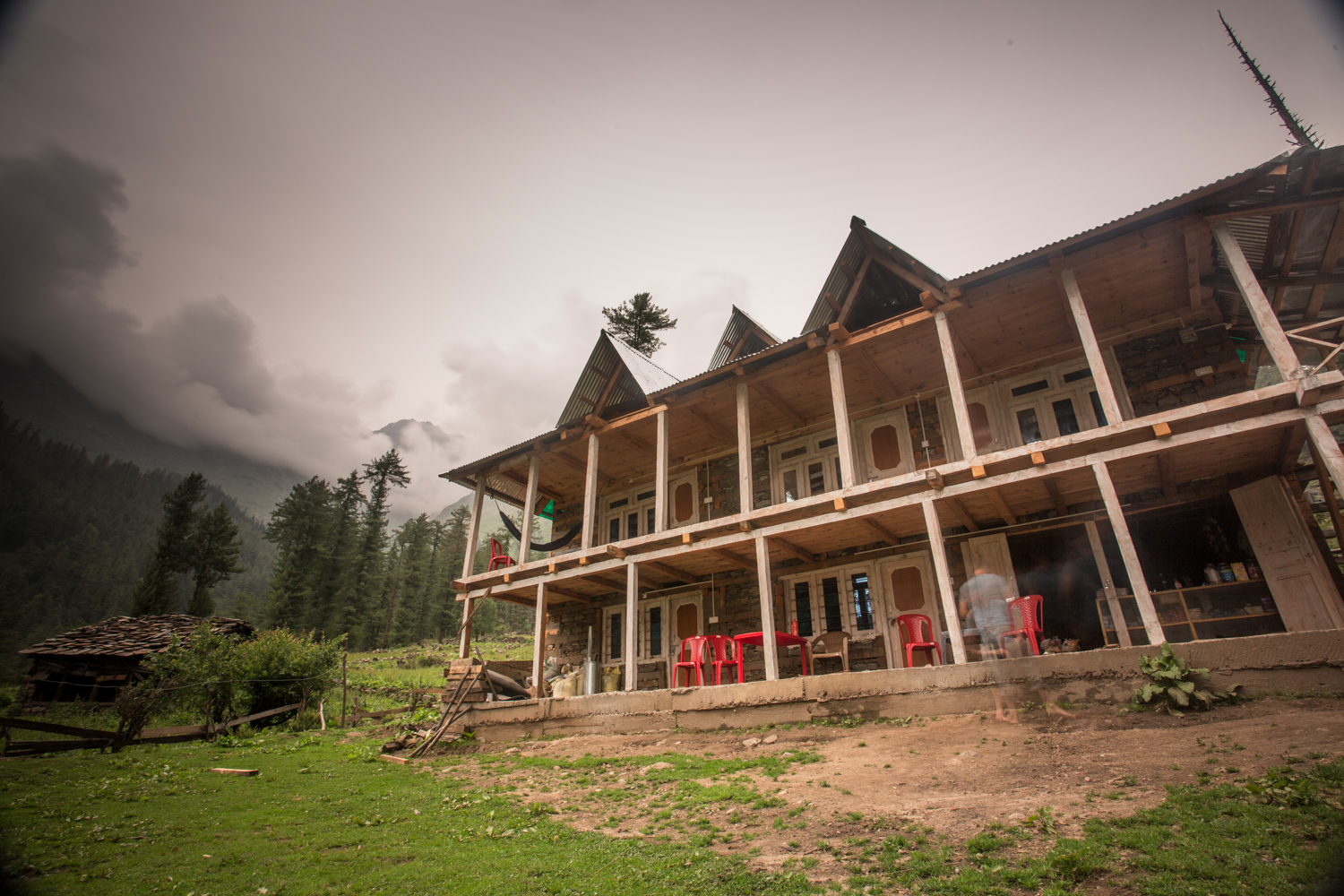  Our guesthouse in the newly developed outpost of Kulta. &nbsp;The building took four men four months to build. Marijuana is farmed in the surrounding mountains.&nbsp; 