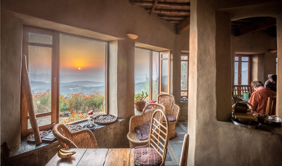 The dining and common space located on the ground floor. The building was carefully designed to correspond with the positions of the sun. 