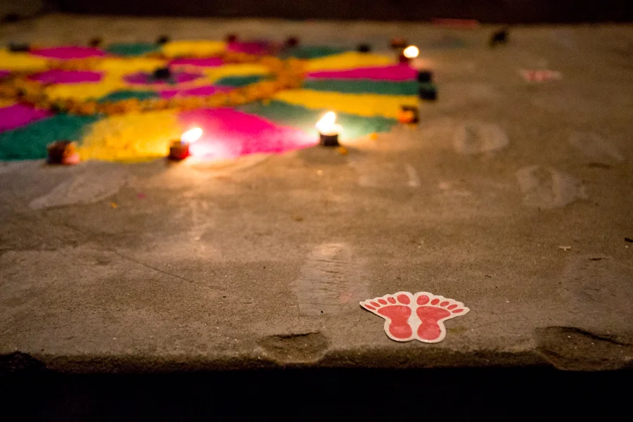Footprints to show Lakshmi, the Hindu goddess of prosperity, the way into the Herr's home. 